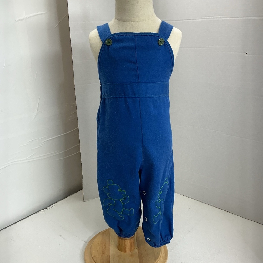 Vintage Sears Blue Kids Overalls with Green Accents